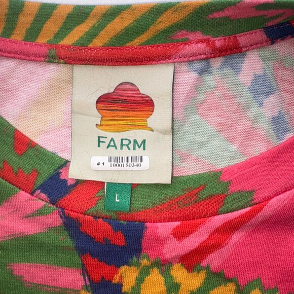 Farm Rio Coral Graphic Macaw Tropical Tee Shoulder Pads 100% Cotton LARGE - Picture 4 of 13